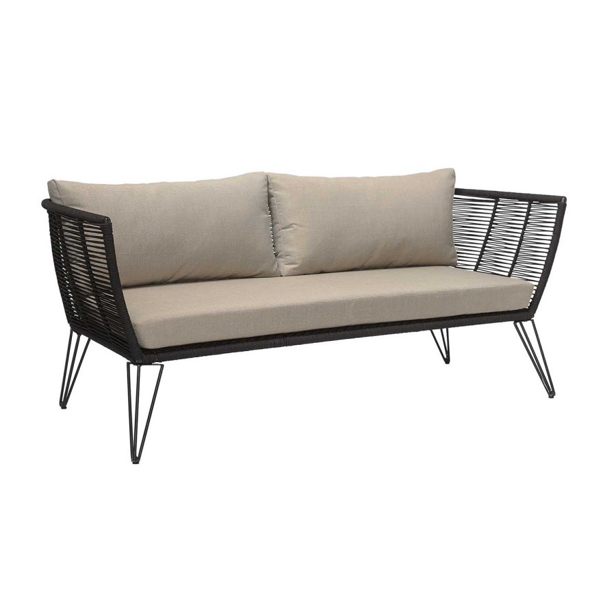 BLOOMINGVILLE Mundo havesofa, m. hynder - sort reb og metal