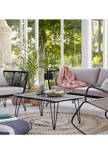 BLOOMINGVILLE Mundo havesofa, m. hynder - sort reb og metal