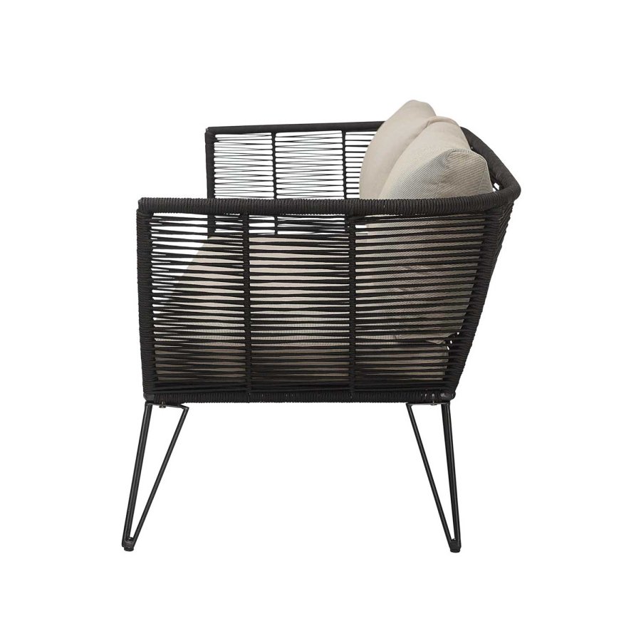 BLOOMINGVILLE Mundo havesofa, m. hynder - sort reb og metal