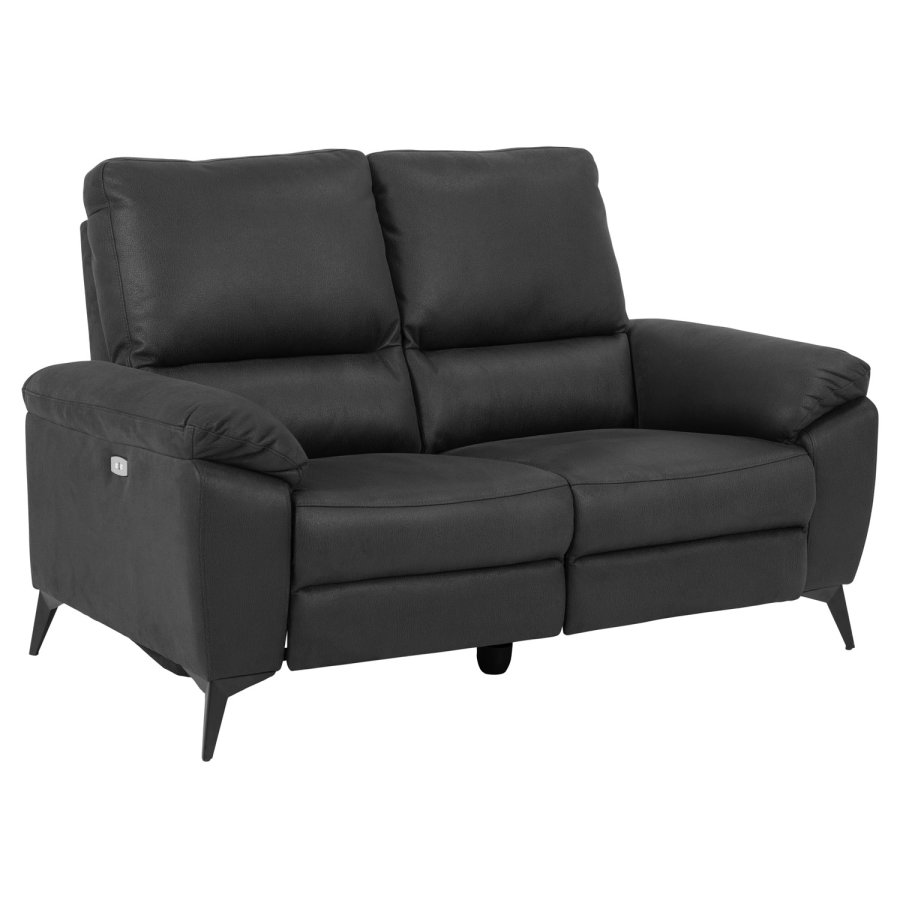 ACT NORDIC Rana 2 pers. sofa, m. 2 elektriske reclinere og USB port C stik - gr polyester og sort metal 