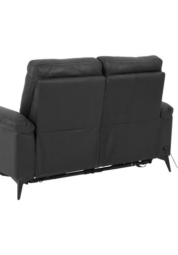 ACT NORDIC Rana 2 pers. sofa, m. 2 elektriske reclinere og USB port C stik - gr polyester og sort metal 