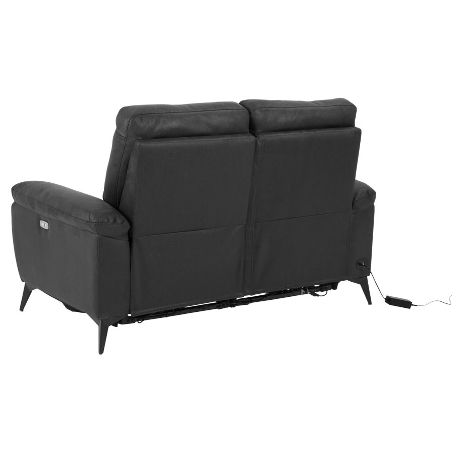 ACT NORDIC Rana 2 pers. sofa, m. 2 elektriske reclinere og USB port C stik - gr polyester og sort metal 