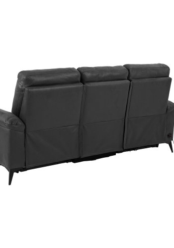 ACT NORDIC Rana 3 pers. sofa, m. 2 elektriske reclinere og USB port C stik - gr polyester og sort metal