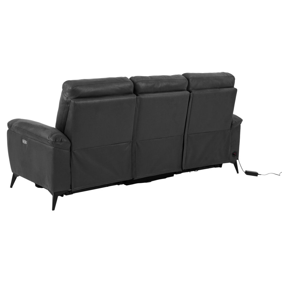 ACT NORDIC Rana 3 pers. sofa, m. 2 elektriske reclinere og USB port C stik - gr polyester og sort metal