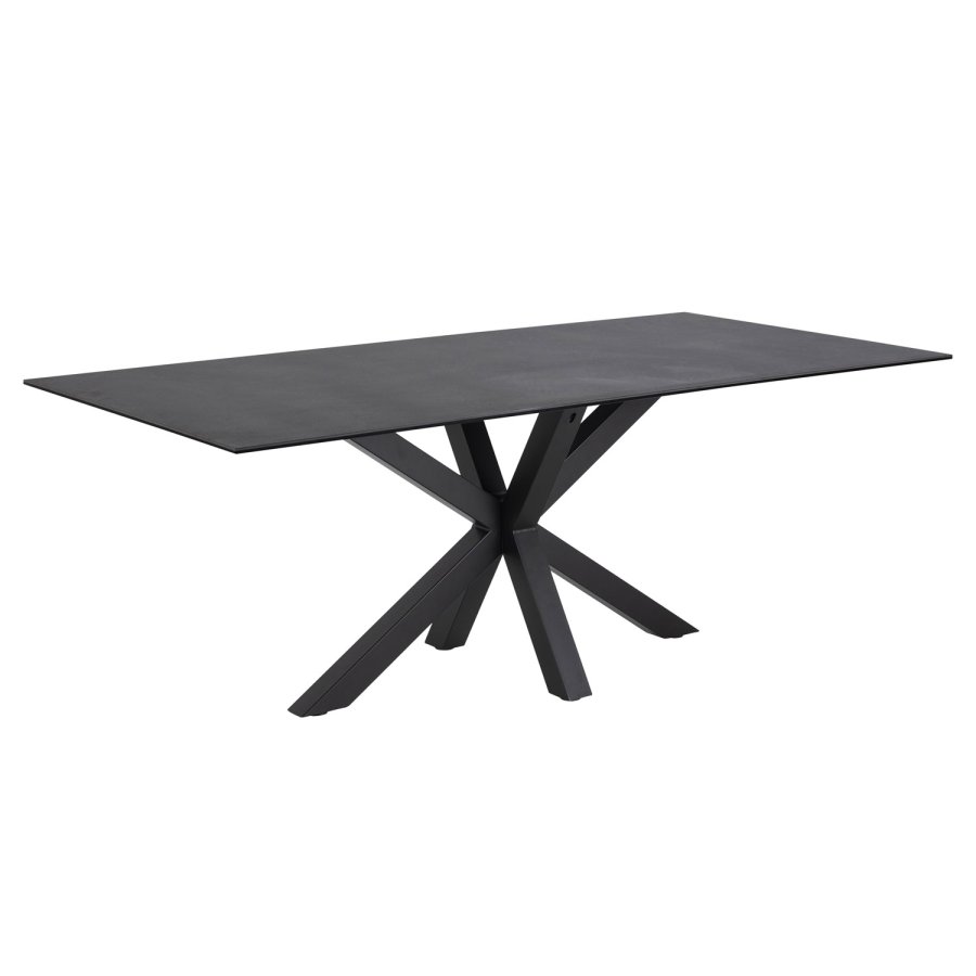 ACT NORDIC Heaven rektangulr spisebord - Fairbanks sort glas/keramik og sort metal (200x100) 