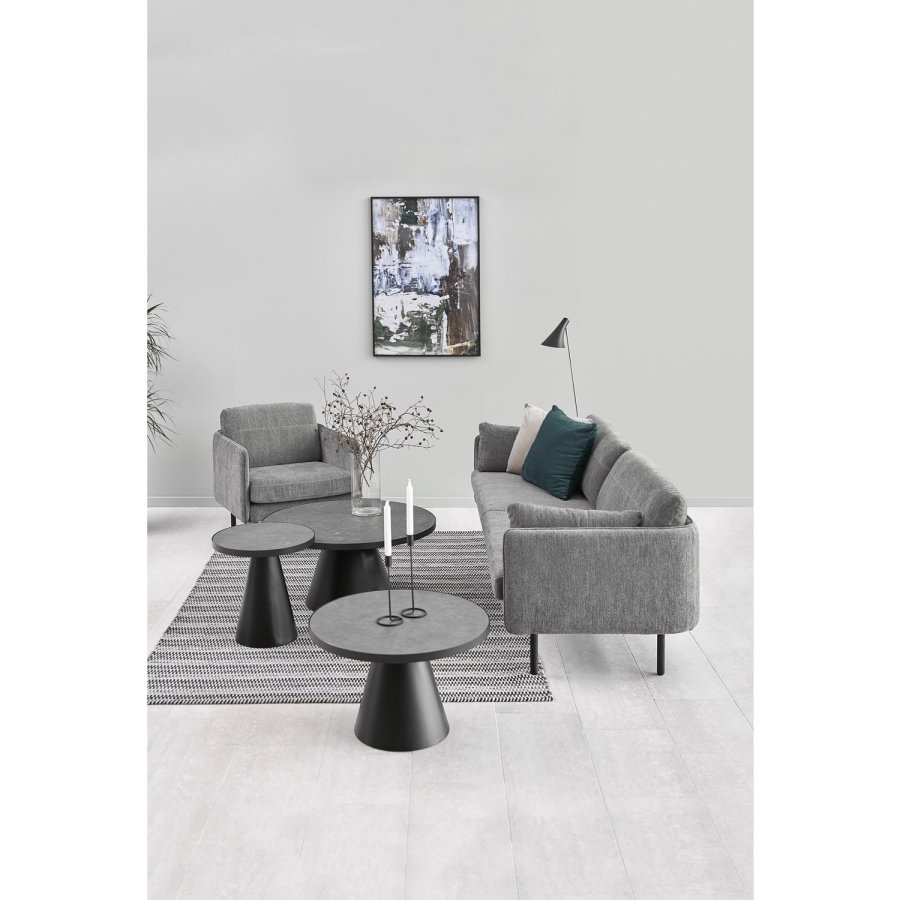 ACT NORDIC Soli rund sofabord - Fairbanks sort glas/keramik og sort metal (65,7) 