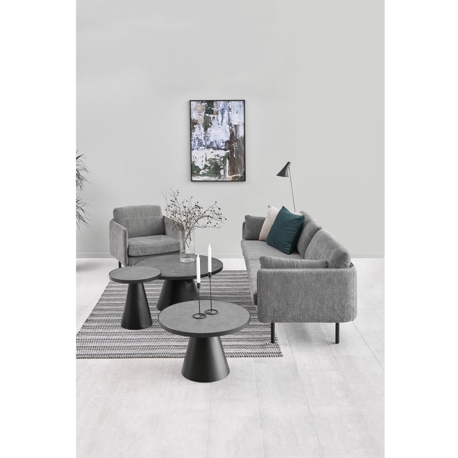 ACT NORDIC Soli rund sofabord -  Fairbanks sort glas/keramik og sort metal (45,7) 