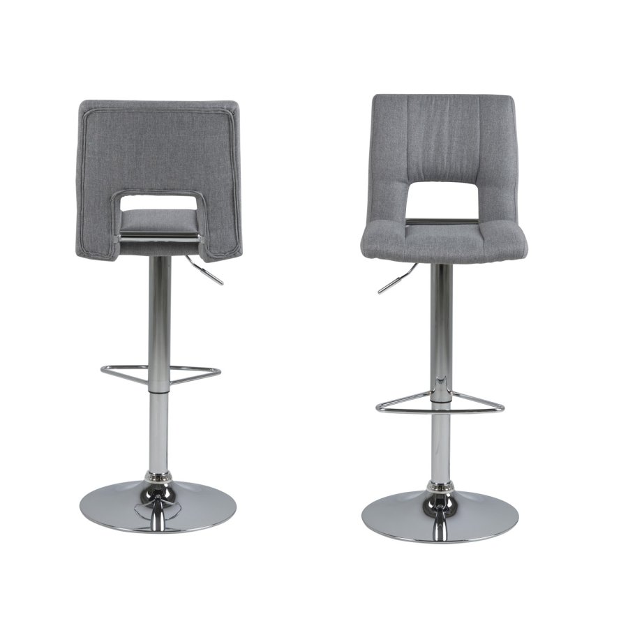 ACT NORDIC Sylvia barstol, m. rygln, fodsttte, gaspatron TÜV og trompetfod - lysegr polyester og krom metal