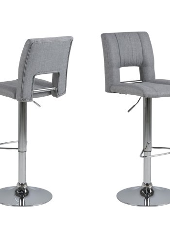 ACT NORDIC Sylvia barstol, m. rygln, fodsttte, gaspatron TÜV og trompetfod - lysegr polyester og krom metal