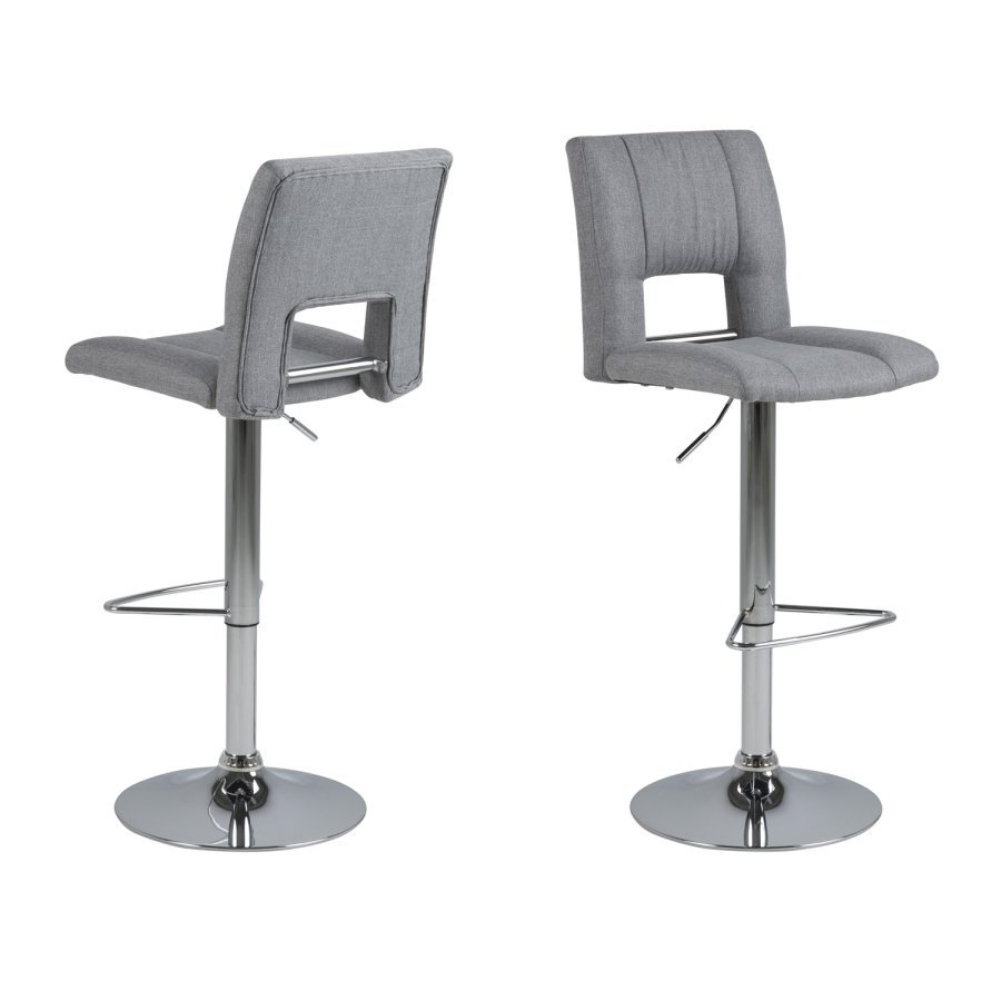 ACT NORDIC Sylvia barstol, m. rygln, fodsttte, gaspatron TÜV og trompetfod - lysegr polyester og krom metal