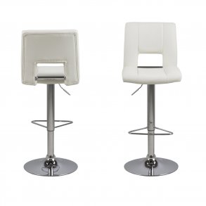 ACT NORDIC Sylvia barstol, m. rygln, fodsttte, gaspatron TÜV og trompetfod - hvid PU og krom metal 