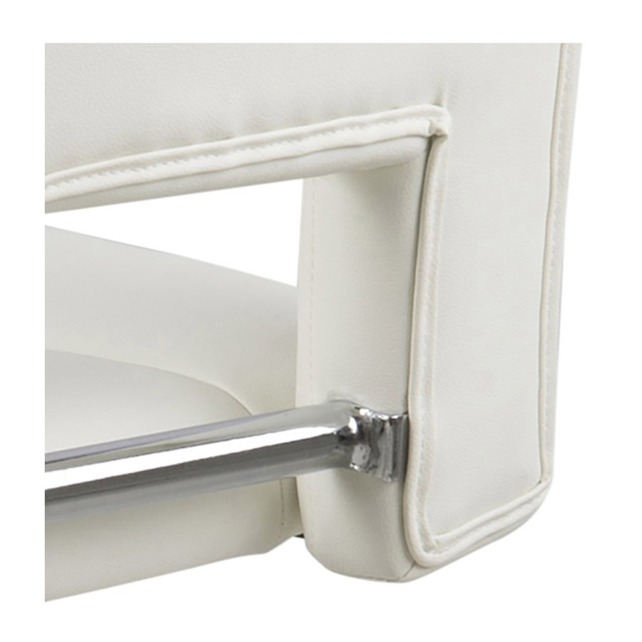 ACT NORDIC Sylvia barstol, m. rygln, fodsttte, gaspatron TÜV og trompetfod - hvid PU og krom metal 