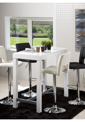 ACT NORDIC Sylvia barstol, m. rygln, fodsttte, gaspatron TÜV og trompetfod - hvid PU og krom metal 