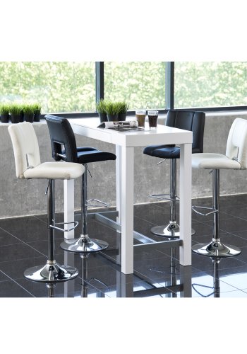 ACT NORDIC Sylvia barstol, m. rygln, fodsttte, gaspatron TÜV og trompetfod - hvid PU og krom metal 