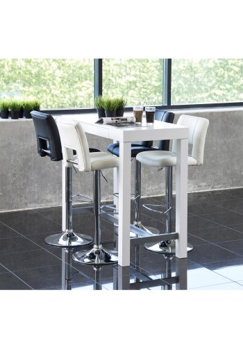 ACT NORDIC Sylvia barstol, m. rygln, fodsttte, gaspatron TÜV og trompetfod - hvid PU og krom metal 