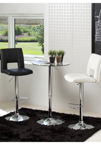 ACT NORDIC Sylvia barstol, m. rygln, fodsttte, gaspatron TÜV og trompetfod - hvid PU og krom metal 