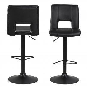 ACT NORDIC Sylvia barstol, m. rygln, fodsttte, gaspatron TÜV og trompetfod - sort PU og sort metal