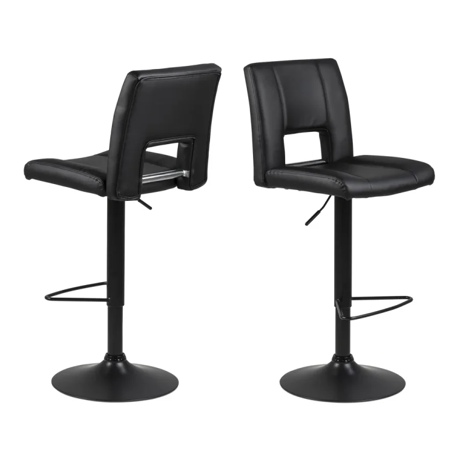 ACT NORDIC Sylvia barstol, m. rygln, fodsttte og gaspatron - sort PU og sort stl