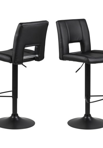 ACT NORDIC Sylvia barstol, m. rygln, fodsttte, gaspatron TÜV og trompetfod - sort PU og sort metal