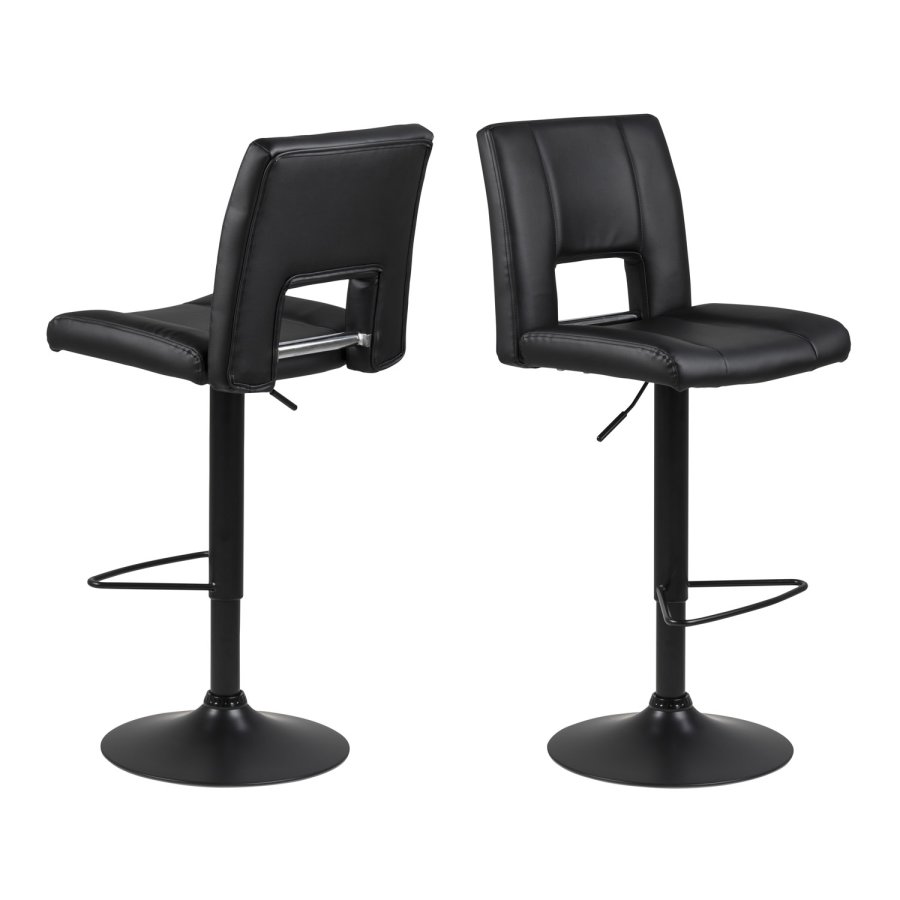 ACT NORDIC Sylvia barstol, m. rygln, fodsttte, gaspatron TÜV og trompetfod - sort PU og sort metal