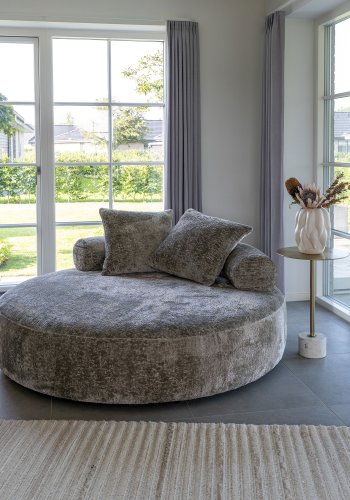 HOUSE NORDIC Daybed med 2 puder i chenille, rund, natur, HN1251