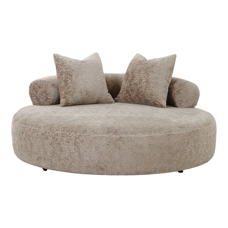 HOUSE NORDIC Daybed med 2 puder i chenille, rund, natur, HN1251
