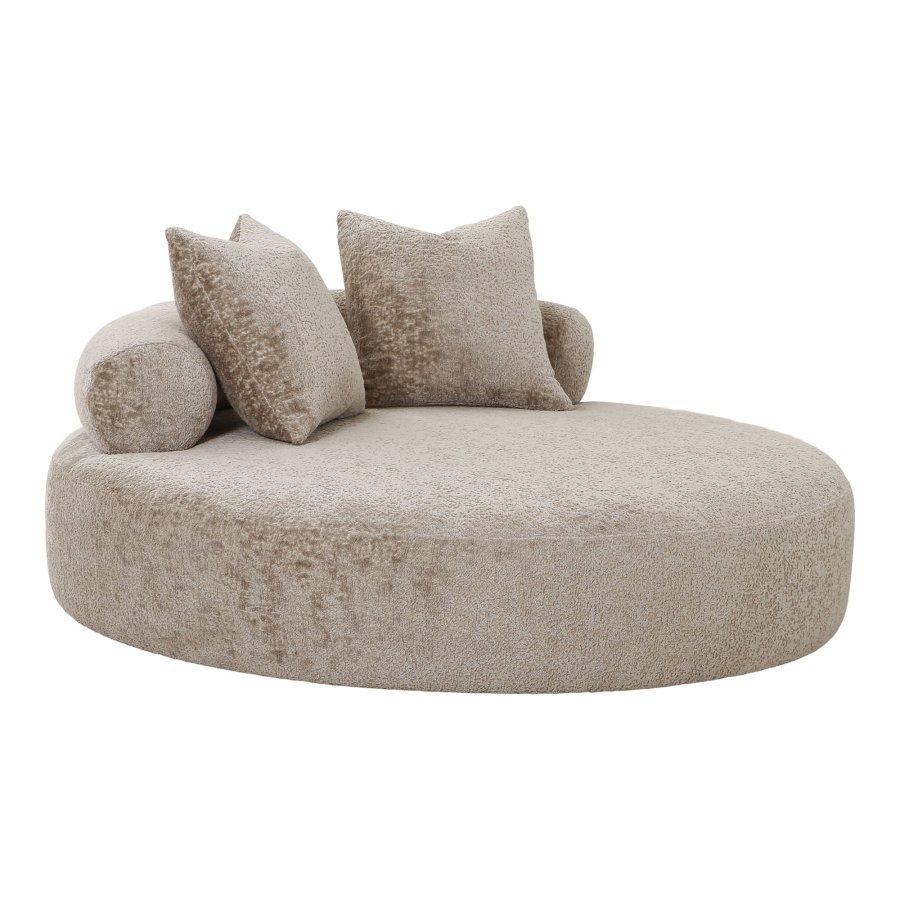 HOUSE NORDIC Daybed med 2 puder i chenille, rund, natur, HN1251
