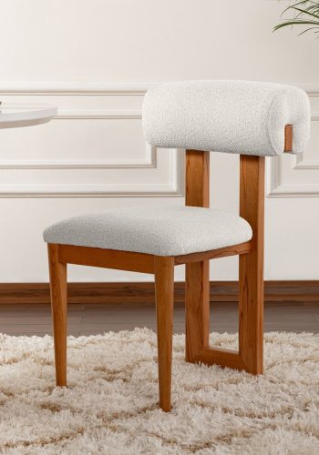 NORDVÄRK Natura spisebordsstol - hvid polyester og egepoleret bgetr (st med 2)