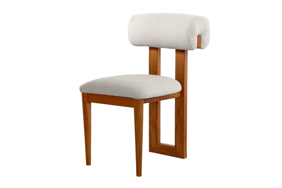 NORDVÄRK Natura spisebordsstol - hvid polyester og egepoleret bgetr (st med 2)