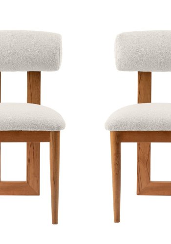 NORDVÄRK Natura spisebordsstol - hvid polyester og egepoleret bgetr (st med 2)