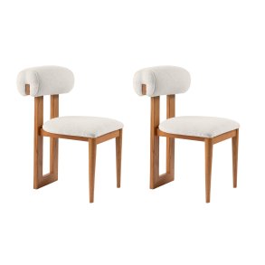 NORDVÄRK Natura spisebordsstol - hvid polyester og egepoleret bgetr (st med 2)