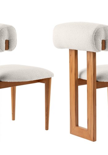 NORDVÄRK Natura spisebordsstol - hvid polyester og egepoleret bgetr (st med 2)