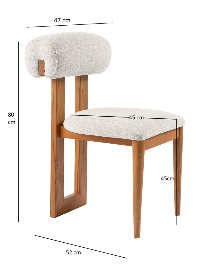 NORDVÄRK Natura spisebordsstol - hvid polyester og egepoleret bgetr (st med 2)