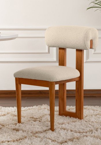 NORDVÄRK Natura spisebordsstol - rhvid polyester og egepoleret bgetr (st med 2)