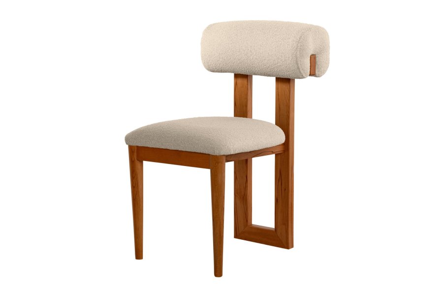 NORDVÄRK Natura spisebordsstol - rhvid polyester og egepoleret bgetr (st med 2)