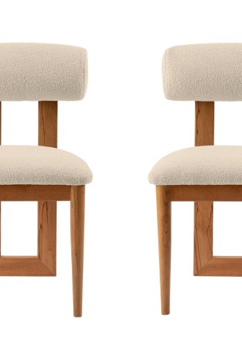 NORDVÄRK Natura spisebordsstol - rhvid polyester og egepoleret bgetr (st med 2)