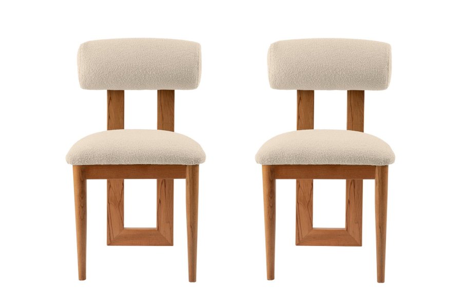 NORDVÄRK Natura spisebordsstol - rhvid polyester og egepoleret bgetr (st med 2)