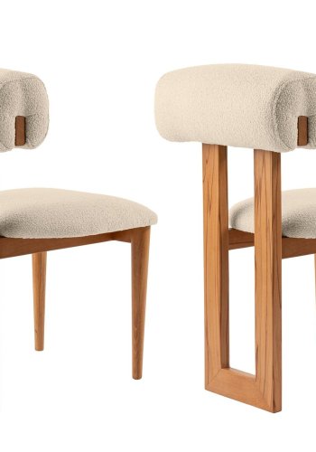 NORDVÄRK Natura spisebordsstol - rhvid polyester og egepoleret bgetr (st med 2)