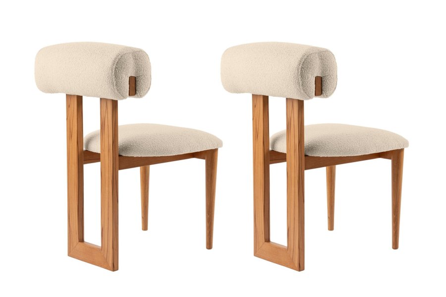 NORDVÄRK Natura spisebordsstol - rhvid polyester og egepoleret bgetr (st med 2)