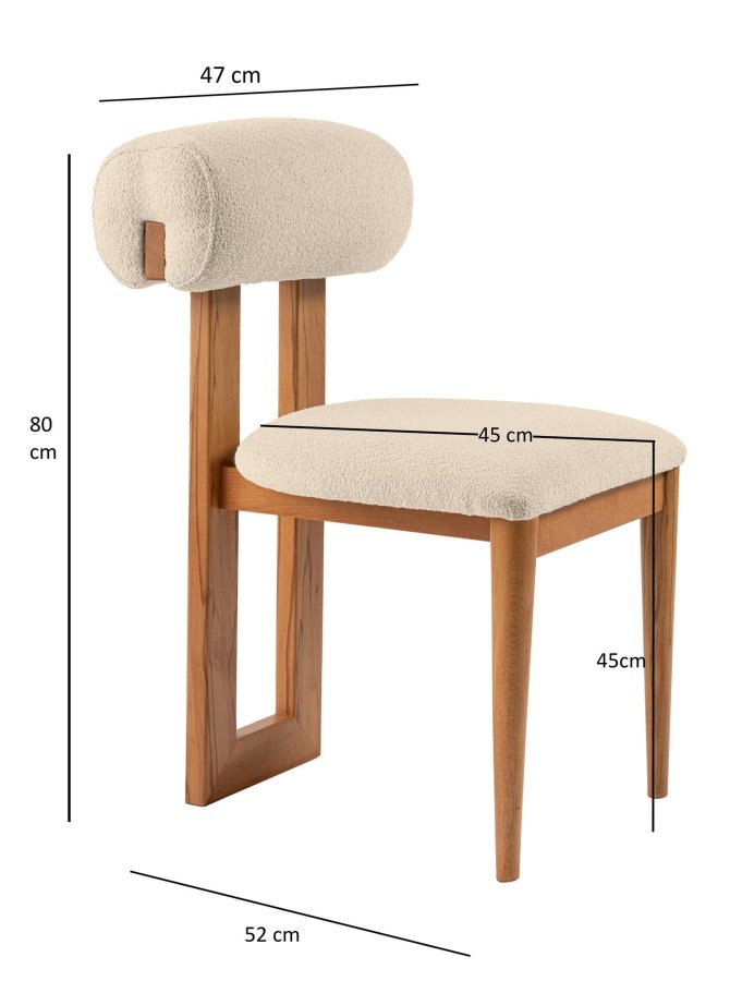 NORDVÄRK Natura spisebordsstol - rhvid polyester og egepoleret bgetr (st med 2)