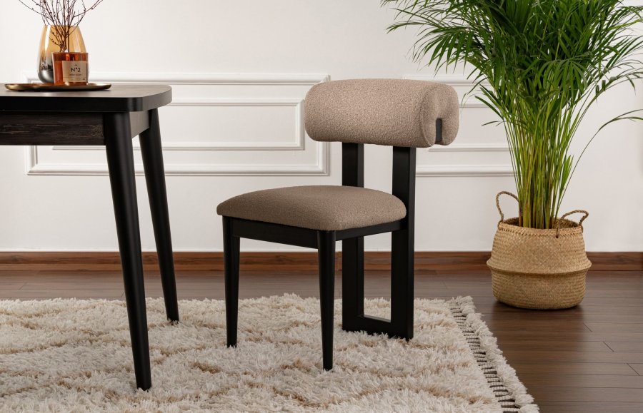 NORDVÄRK Natura spisebordsstol - sand/beige polyester og sort bgetr (st med 2)