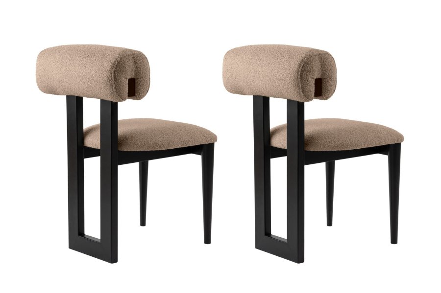 NORDVÄRK Natura spisebordsstol - sand/beige polyester og sort bgetr (st med 2)