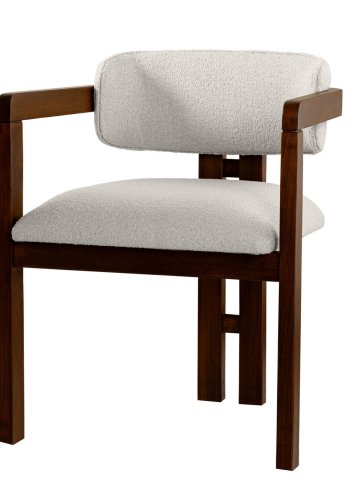 NORDVÄRK Mistral spisebordsstol, m. armln - hvid polyester og valndfarvet bgetr