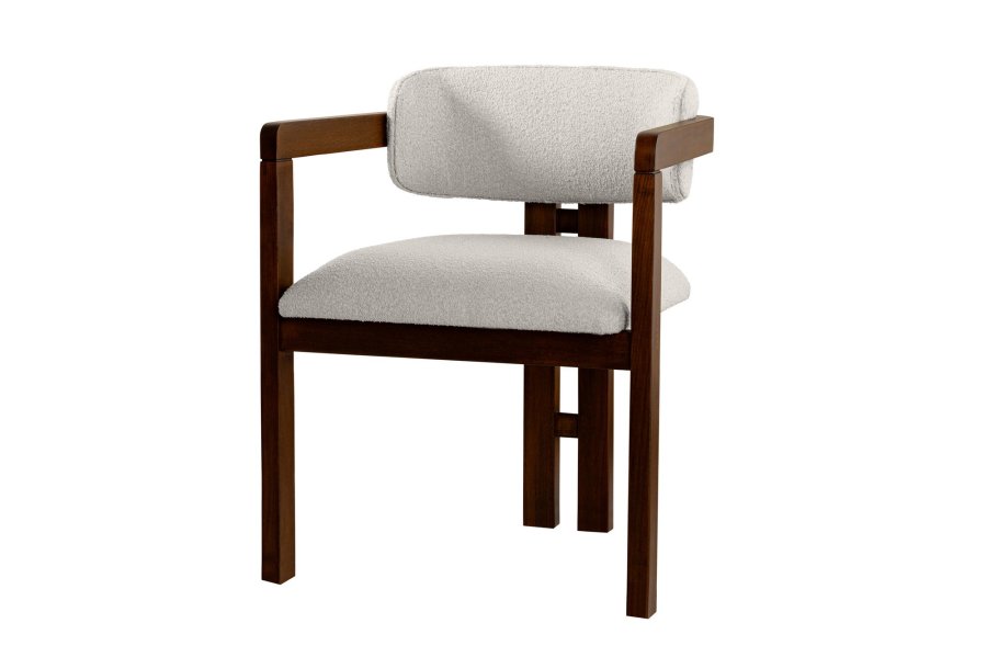 NORDVÄRK Mistral spisebordsstol, m. armln - hvid polyester og valndfarvet bgetr