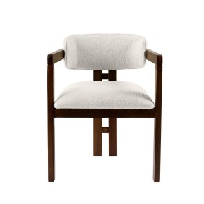 NORDVÄRK Mistral spisebordsstol, m. armln - hvid polyester og valndfarvet bgetr