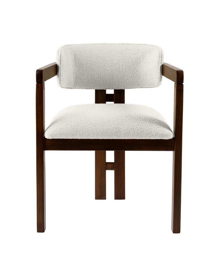 NORDVÄRK Mistral spisebordsstol, m. armln - hvid polyester og valndfarvet bgetr