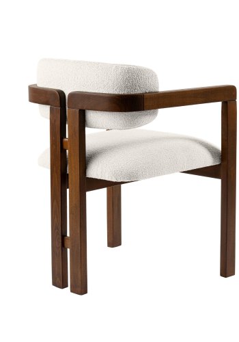 NORDVÄRK Mistral spisebordsstol, m. armln - hvid polyester og valndfarvet bgetr