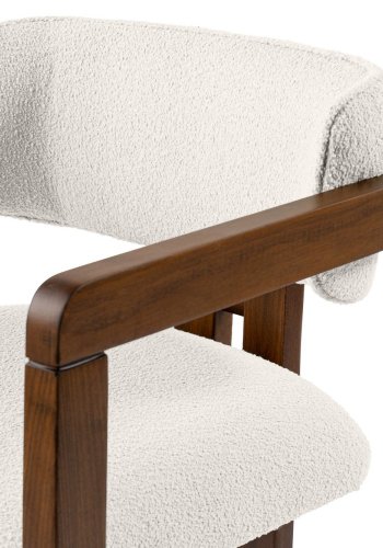 NORDVÄRK Mistral spisebordsstol, m. armln - hvid polyester og valndfarvet bgetr