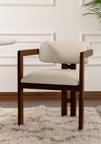 NORDVÄRK Mistral spisebordsstol, m. armln - rhvid polyester og valndfarvet bgetr