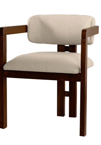 NORDVÄRK Mistral spisebordsstol, m. armln - rhvid polyester og valndfarvet bgetr